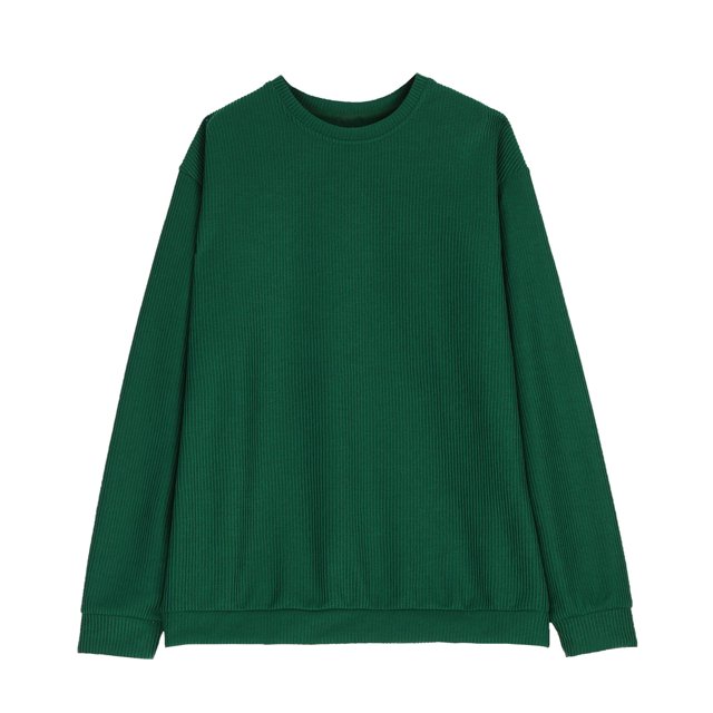 FAIWAD Men's Long Sleeve Sweatshirt Round Neck Solid Color Loose Pullover Tops Casual Oversized Blouse