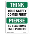 thumbnail image 1 of SignMission OS-TS-A-710-L-11895 Panneau OSHA Think - Votre Sécurité Vient en Premier Bilingue, 1 of 1