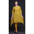 thumbnail image 4 of Bimba Kurti Asymétrique Imprimée de Feuilles de Genévrier des Montagnes Rocheuses Dorées pour Femmes Robe d'Été Indienne Tunique XSmall, 4 of 6
