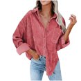thumbnail image 2 of Women's Pockets Buttons Long Sleeve Tops Outwear Solid Color Turn-down Collar Jacket Coat, 2 of 5