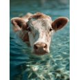 thumbnail image 1 of Qisvanset Funny Underwater Cow Canvas Print 12x16 Inch Cafe Art, 1 of 8