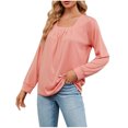 thumbnail image 1 of AherBiu Womens Tops Casual Long Sleeve Square Neck Fall Blouses Loose Comfy Solid Color Shirts, 1 of 4