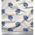 thumbnail image 1 of Soimoi Modal Satin Fabric Leaves & Lotus Block Fabric Prints by Yard 42 Inch Wide, 1 of 3