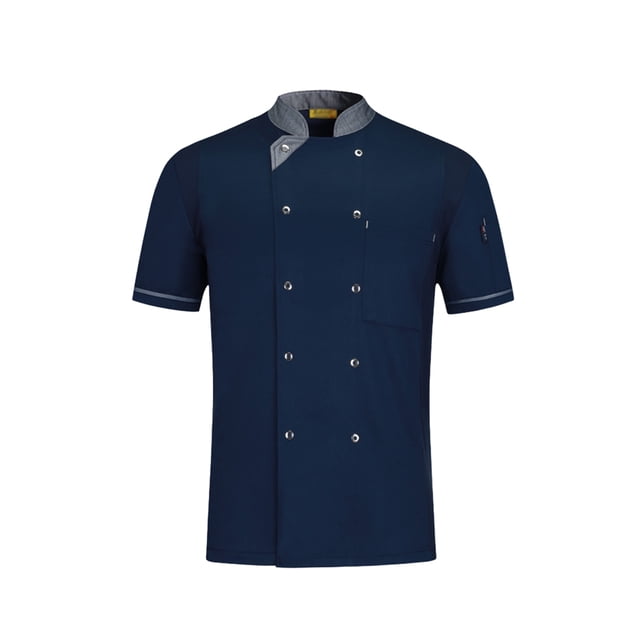 Baohd Polyester Restaurant Kitchen Uniform - Wear-resistant And Colorfast Easy To Maintain Chef Shirt Cooking Sleeve Blue XL