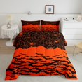 thumbnail image 2 of YST Ensemble de Literie d'Halloween Orange Brûlé Format Simple, Ensemble de Couette Gothique Toile d'Araignée pour Ados Enfants, Couette en Duvet Psychédélique Chauves-Souris Faune Oiseaux, Insert de Couette Réversible Décorations d'Halloween, 2 of 5