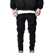 EGNMCR Jeans for Men, Men's Elastic Waist Loose Fit Denim Pants, Mens Pull On Jeans Men's Side Pocket Trousers With Zipper Placket Skinny Jeans Men's jeans