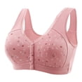 thumbnail image 1 of Timegard Wireless Bras for Women Plus Size Front Closure Button Lace Full Support Print Comfort Bralette, 1 of 5