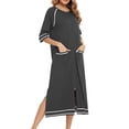 thumbnail image 1 of MeetoTime Robe pour Femmes à Fermeture Éclair devant, Robe de Maison, Chemise de Nuit à Manches 3/4, Longueur Complète, Tenue de Détente pour Dames avec Poches, 1 of 5