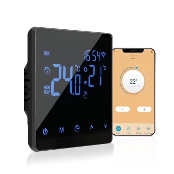 Riwcyla WiFi Smart Thermostat Temperature Controller for 3A Water Heating LCD Display Screen Week Programmable App Control Underfloor Heating Thermostats for Home Office School Hotel