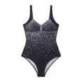 thumbnail image 4 of Huesdet Women's One Piece Swimsuit Ribbed Open Back Bathing Suit Tummy Control Scoop Neck Adjustable Straps High Cut Swimwear[Purple,M], 4 of 8