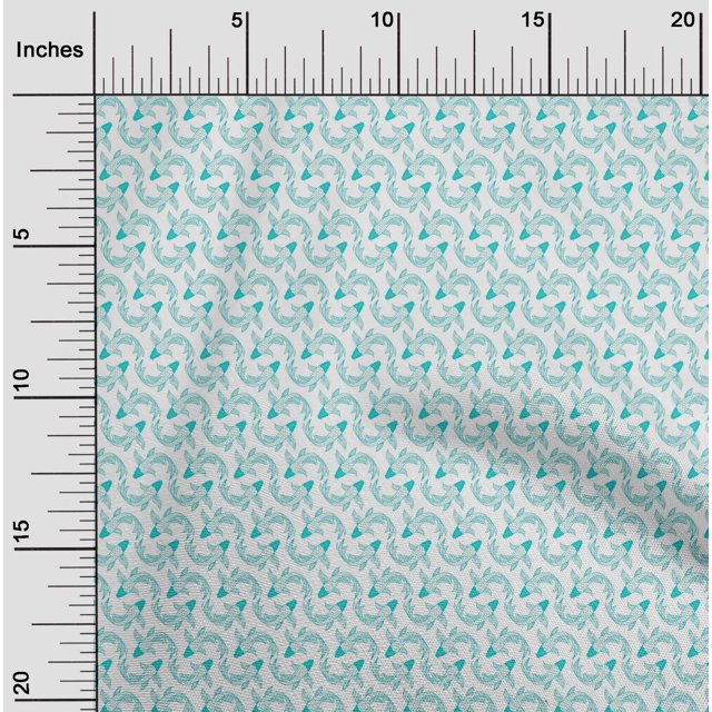 oneOone Polyester Lycra Turquoise Blue Fabric Koi Fish Ocean Fabric For Sewing Printed Craft Fabric By The Yard 56 Inch Wide