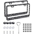 thumbnail image 1 of 2pcs Bling Car License Plate Frame Sparkly Rhinestone License Plate Cover Stainless Steel Metal Frames Durable Rust-proof Front Back License Cover for Women Girls, 1 of 7