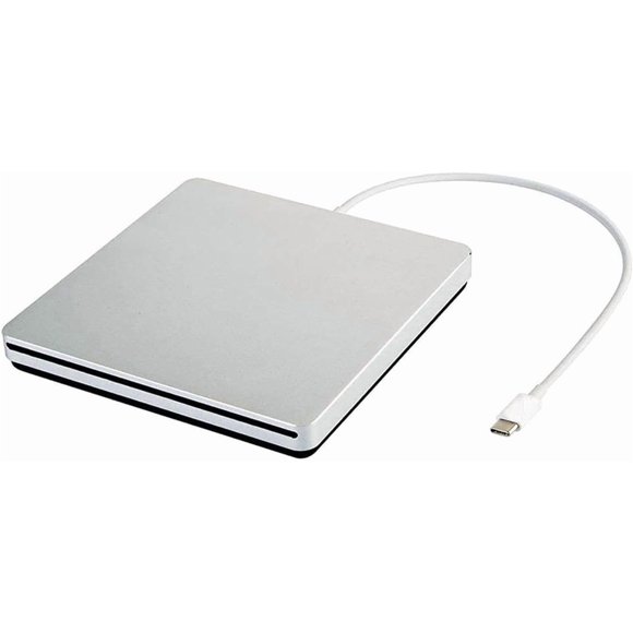 Youmation External CD DVD Drive, USB-C Ultra Slim Portable Slot-In DVD Burner for MacBook Pro, MacBook Air, Mac, Laptop and Windows 10, Silver