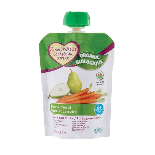 Parent's Choice Purée pour Bébés Poire & Carotte Biologiques