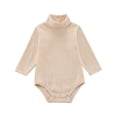 thumbnail image 1 of FAIWAD Baby Girl Boy Romper Long Sleeve Turtleneck Jumpsuit Ribbed Button Spring Bodysuit, 1 of 5