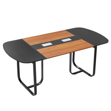 VEVOR Table de Conférence, Table de Réunion Ovale de 6 Pi pour 6 à 8 Personnes, Bureau de Séminaire Moderne avec Pattes en Métal, Grand Bureau de Réunion pour Bureau, Salle de Conférence, Salle de Conférence, Assemblage Facile, Noir et Brun