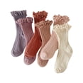 thumbnail image 3 of WUANDIXFA Ruffle Socks for Toddler Girls Children's Socks Vintage Lace Solid Color Double Needle Children's Socks Girls Spring Autumn Mid Thigh Socks Pink,9-12 Years, 3 of 4
