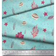 thumbnail image 3 of Soimoi Cotton Voile Fabric Coral,Shell & Sea Turtle Ocean Decor Fabric Printed Yard 56 Inch Wide, 3 of 3
