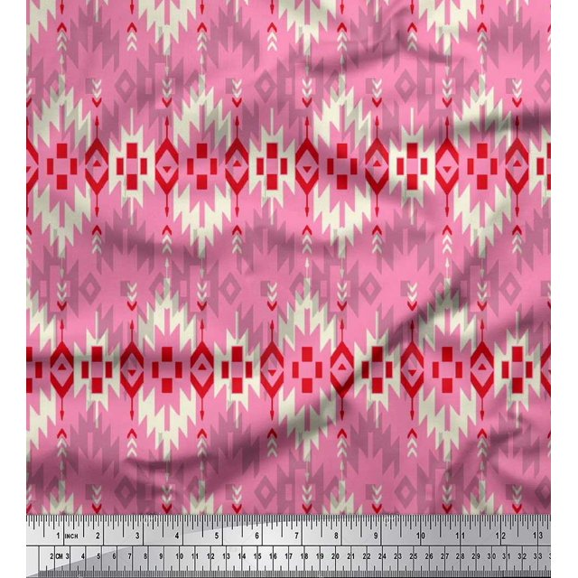 Soimoi Georgette Viscose Fabric Aztec Geometric Print Fabric by The Yard 42 Inch Wide