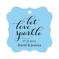 thumbnail image 1 of Darling Souvenir Custom Let Love Sparkle Wedding Hang Tags Personalized Fancy Frame Paper Tags -Baby Blue-50 Tags, 1 of 1
