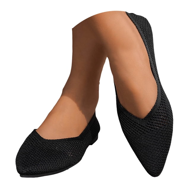 Womens Mesh Pointy Toe Dressy Shoes Breathable Spring Fall Slip on Low Heels Walking Flat Office Work Loafers