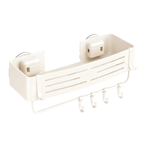 Heavy Duty Shower Caddy Suction Cup Bathroom Organizer Shelf Rack for Efficient Corner Storage with Portable Hooks No Drilling Required