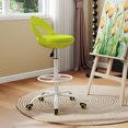 thumbnail image 4 of Gymax 2 Pcs Tabouret de Dessin Roulant Chaise de Bureau Haute avec Roues Dossier Bas Repose-Pieds Vert, 4 of 10