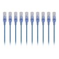 thumbnail image 1 of Monoprice SlimRun - Patch cable - RJ-45 (M) to RJ-45 (M) - 3 ft - CAT 6a - booted, snagless, stranded - blue (pack of 10), 1 of 5