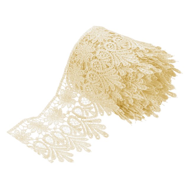 Uxcell 3.14 inch Wide 10 Yard Lace Ribbon Floral Pattern Cream White Embroidered Lace Trim for Sewing Making, Gift Wrapping