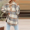 thumbnail image 4 of EGNMCR Womens Plaid Shacket Jacket Button Long Sleeve Shirt Coat Fall Winter Loose Flannel Jacket, 4 of 8