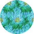 thumbnail image 1 of Ahgly Company Machine Washable Indoor Round Transitional Bright Turquoise Blue Area Rugs, 3' Round, 1 of 7