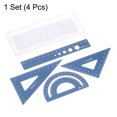 thumbnail image 3 of Unique Bargains Geometry Set 15cm 4pcs Laser Engraving Hollow Metal Ruler Set, Dark Blue, 3 of 5