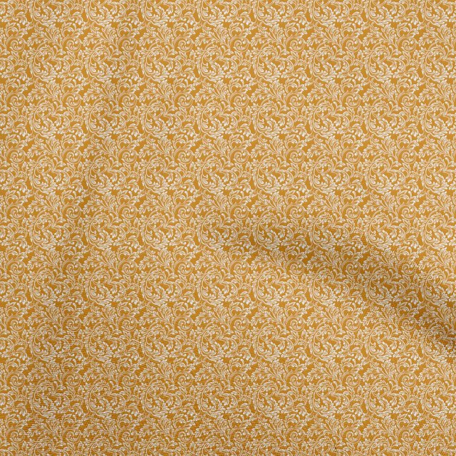 oneOone Rayon Dark Mustard Fabric Damask Scroll Craft Projects Decor Fabric Printed By The Yard 56 Inch Wide