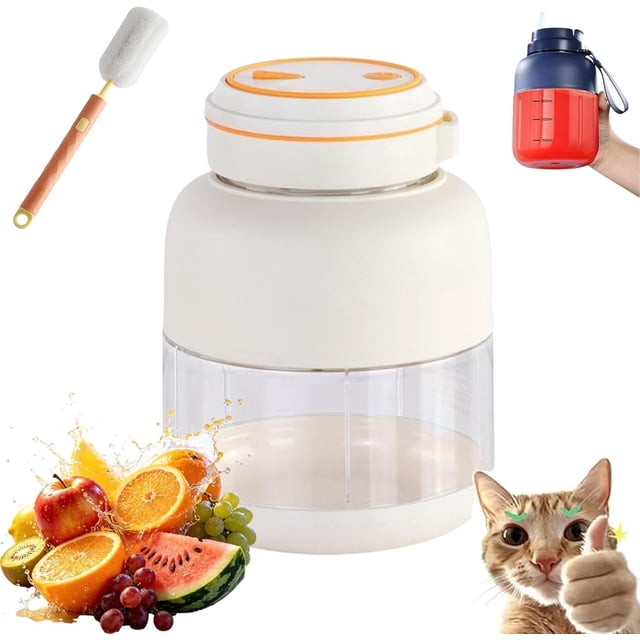 Portable Wireless Juicer Cup, Multifunctional Electric Fresh Juice Blender with 38 Blades, Personal Size Juicer Bottle Large-Capacity Design, For Fruits, Vegetables & Milkshakes (White 1300ml)