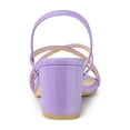 thumbnail image 2 of BLISSFUL STEP Women's Solid Color Strappy Slingback Block High Heels Sandals Purple 9, 2 of 7