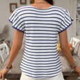 thumbnail image 4 of fheaev Hauts d'Été pour Femmes Manches Courtes Col Rond Décontracté Chic Ample Tunique Pull Mignon Tee-Shirts d'Entraînement Tenues de Vacances à la Plage T-Shirts d'Affaires Vêtements de Mode, 4 of 9