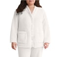 thumbnail image 3 of Yuyuzo Hauts de Pyjama pour Femmes en Molleton Duveteux à Col en V, Cardigans de Détente Chauds et Doux à Manches Longues, Chemisiers de Pyjama Boutonnés, 3 of 7