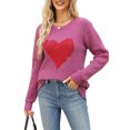 thumbnail image 2 of Gupgi Chandail Cœur d'Amour pour Femmes à Manches Longues, Col Ras du Cou, Tricot de la Saint-Valentin, 2 of 9