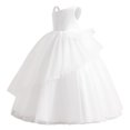 thumbnail image 1 of PMVFHDE Robe de Fête pour Filles Robe pour Enfants Robe Fille Robe Sans Manches de Performance Longue Robe à Pommeau Fête, Blanc, 12-14 Ans, 1 of 4