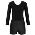 thumbnail image 4 of Loodgao Justaucorps de Danse et Gymnastique pour Filles Manches Longues Col Rond avec Short Bleu Vert 6, 4 of 6