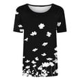 thumbnail image 4 of Pisexur Hauts pour Femmes, Hauts de Printemps pour Femmes 2025, Hauts pour Dames, T-shirt Imprimé Décontracté et Tendance pour Femmes avec Col Rond et Manches Courtes Noir, 3TG, 4 of 5