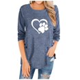 thumbnail image 1 of Fridja Womens O-Neck Irregular Button Long Sleeve Print Casual Top Blouse, 1 of 5
