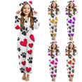 thumbnail image 1 of MKOSPLRT Grenouillère en Molleton pour Filles Pyjama Combinaison Duveteuse de la Saint-Valentin pour Enfants à Fermeture Éclair à Capuche Dormeuse Graphique Cœur d'Amour 5-15 Ans, 1 of 7