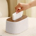 thumbnail image 4 of European-Style Elastic Tissue Box for Home and Office Desktop, Universal Fit, Durable Plastic with Rounded Edges, Modern Vertical Stripe Design(White), 4 of 5