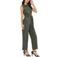 thumbnail image 4 of Unique Bargains Women's Sleeveless Button Front Jumpsuit, Khaki, 4 of 8