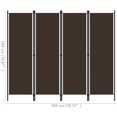 thumbnail image 4 of vidaXL 4-Panel Room Divider Brown 200x180 cm, 4 of 4
