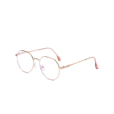 1 Pair Metal Frame AC Lens Women Glasses Lightweight Eye Glasses Decorative Stylish Replacement Girls Spectacles Eyeglasses Goggle Decor Rose Gold