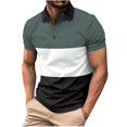 thumbnail image 2 of Chemises pour Hommes, Mode Homme Décontractée Couleur Unie Fermeture Éclair Manches Courtes Col Rabattu Blouse, 2 of 6