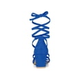 thumbnail image 4 of BLISSFUL STEP Women's Open Toe Lace up Sandals Mid Block Heels Sandals Royal Blue 10, 4 of 8