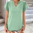 thumbnail image 3 of Birdeem Womens Spring and Summer Gold Lace Stitching V-Neck Solid Color Bottom T-Shirt Hollow Top, 3 of 8